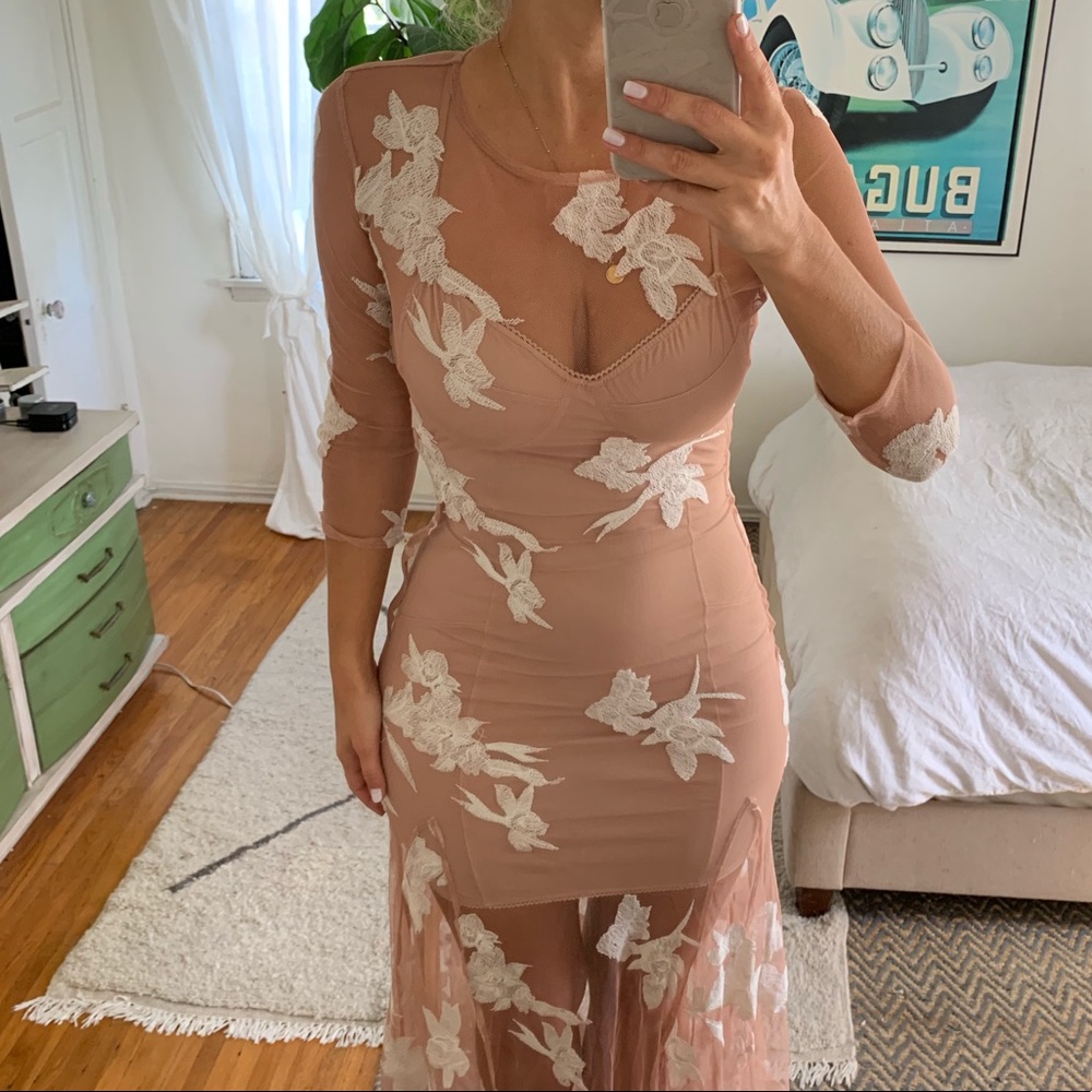 For Love and Lemons nude 2 piece dress